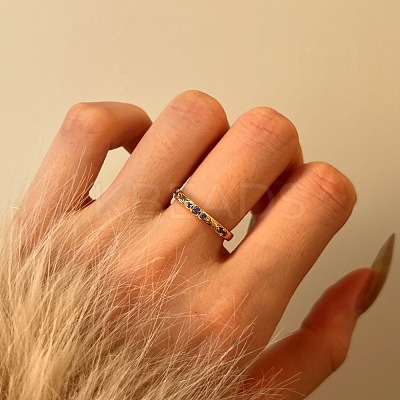 925 Sterling Silver Micro Pave Cubic Zirconia Finger Rings for Women RJEW-F180-04G-1