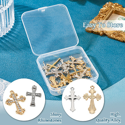 18Pcs 9 Styles Alloy with Crystal Rhinestone Pendants ALRI-TA0001-34-1