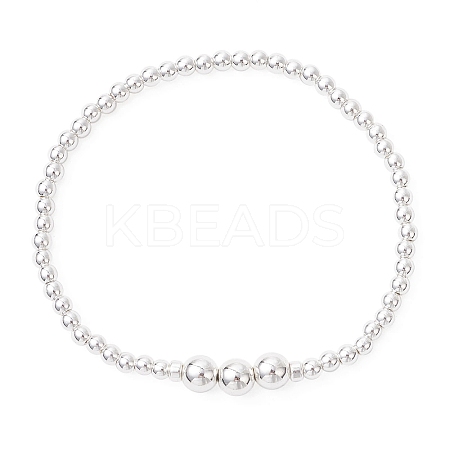 Electroplate Non-magnetic Synthetic Hematite Round Beads Stretch Bracelets for Women BJEW-JB12584-01-1