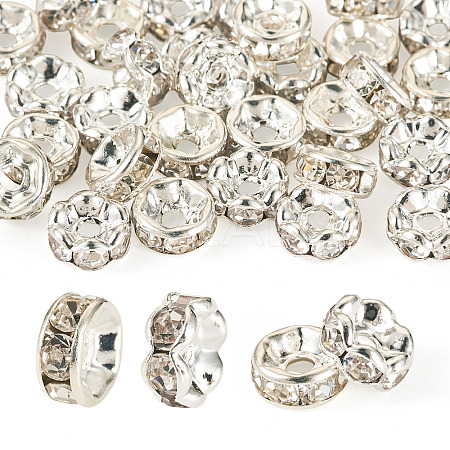 30Pcs 2 Colors Brass Rhinestone Spacer Beads RB-TA0001-29J-1
