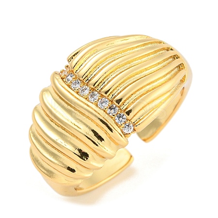 Clear Cubic Zirconia Open Cuff Ring RJEW-L121-044G-1