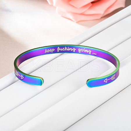 Inspirational Stainless Steel Cuff Bangles for Men Women FS-WG0E735-03-1