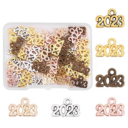 150 Pieces 2023 Year Charms for Graduation Tassel Graduation Charm Pendant Mixed Color for Jewelry Necklace Bracelet Earring Making Crafts JX272A-1