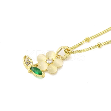 Brass Micro Pave Cubic Zirconia Pendant Necklaces for Women NJEW-E106-21G-1