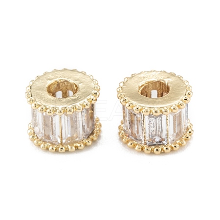 Brass Micro Pave Clear Cubic Zirconia Beads ZIRC-L101-08G-1