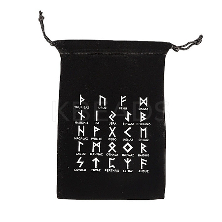 Runes Velvet Jewelry Storage Drawstring Pouches WICR-PW0007-04A-1