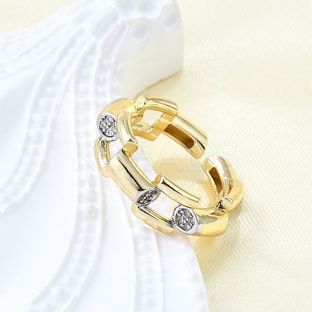 Brass Micro Pave Clear Cubic Zirconia Cuff Rings for Women RJEW-G347-02G-1