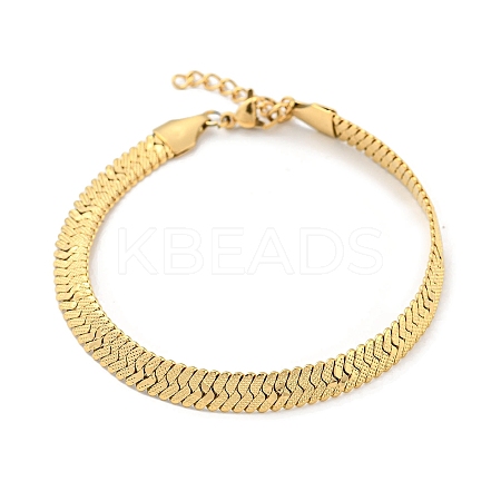 Ion Plating(IP) 304 Stainless Steel Herringbone Chain Bracelet BJEW-D028-02A-04G-1