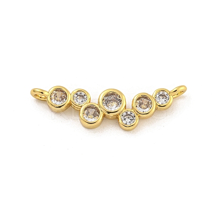 Rack Plating Brass Pave Cubic Zirconia Flat Round Connector Charms KK-G513-10G-1