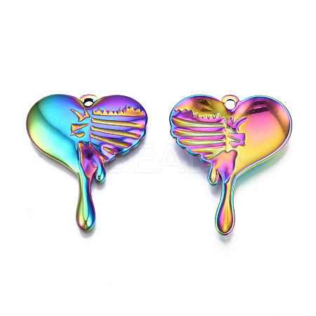 Ion Plating(IP) 201 Stainless Steel Pendants STAS-N098-065M-1