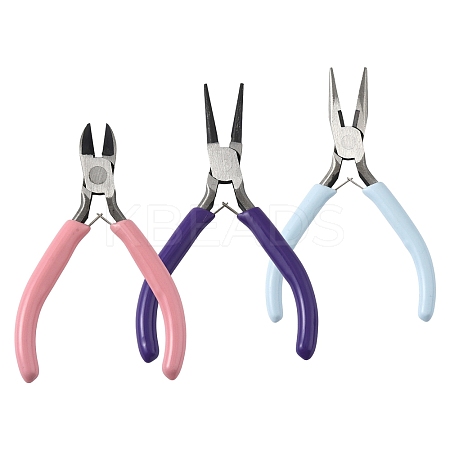 3Pcs 3 Styles 45# Steel Jewelry Pliers PT-FS0001-01-1