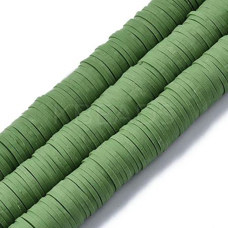 Flat Round Handmade Polymer Clay Beads CLAY-R067-12mm-43-1