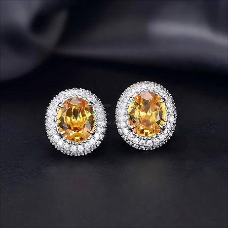 Brass Micro Pave Cubic Zirconia Stud Earrings for Women FF7693-1-1