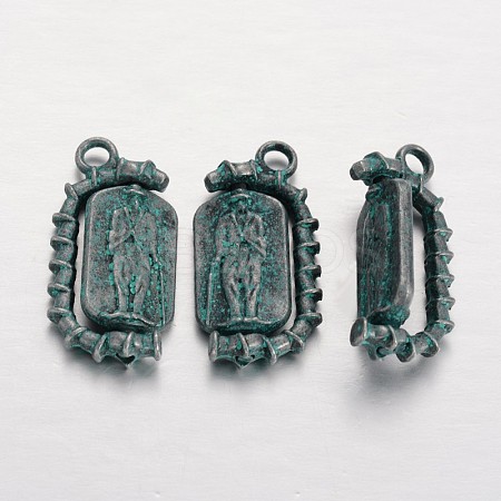 Tibetan Style Alloy Rectangle with Man Pendants X-TIBEP-JC1174-BG-1