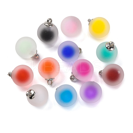 Frosted Resin Round Pendants RESI-U002-09-1