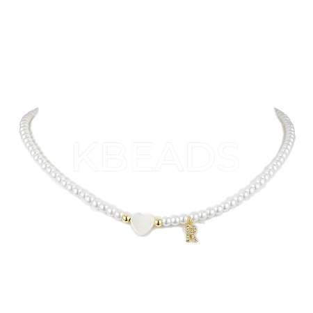 Brass Micro Pave Grade AAA Cubic Zirconia Letter Pendant Necklaces NJEW-JN04771-18-1