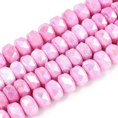 Anti-Tarnish Electroplate Glass Beads Strands GLAA-T025-8mm-11F-1