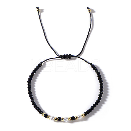 Elegant Imitation Pearl & Glass & Brass Beads Braided Bead Bracelets for Women SF9427-4-1
