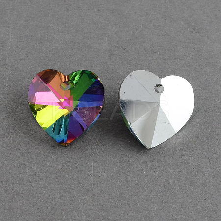Heart Electroplated Glass Pendants LS-EGLA-R082-04-1