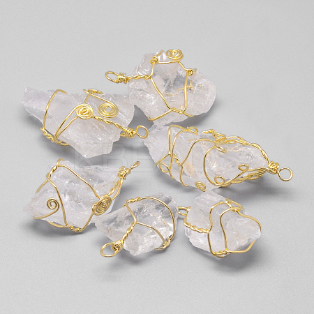 Rough Raw Natural Quartz Crystal Pendants G-Q481-105G-1