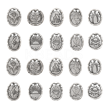 50Pcs 10 Style Tibetan Style Alloy Pendants PALLOY-CJ0001-03-1