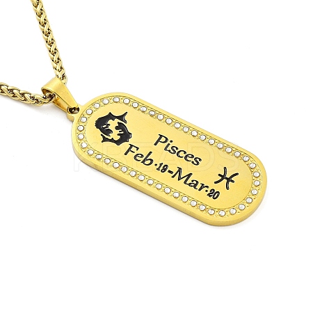 Constellation 304 Stainless Steel Micro Pave Clear Cubic Zirconia Wheat Chain Pendant Necklaces for Women Men NJEW-U007-01D-1