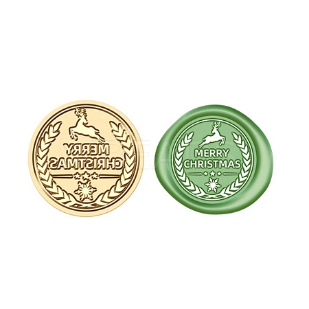 Merry Christmas Wax Seal Brass Stamp Head AJEW-Z031-04G-30-1