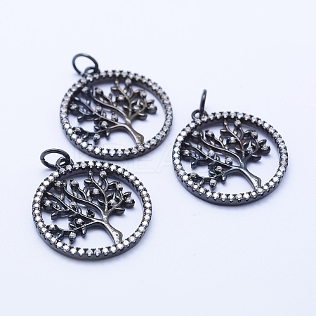 Brass Micro Pave Cubic Zirconia Pendants KK-P133-05B-NR-1
