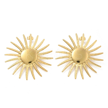 Ion Plating(IP) 304 Stainless Steel Flower Stud Earrings for Women EJEW-M089-09G-1