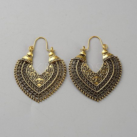 Heart Alloy Hoop Earrings for Women EJEW-TAC0020-04-1