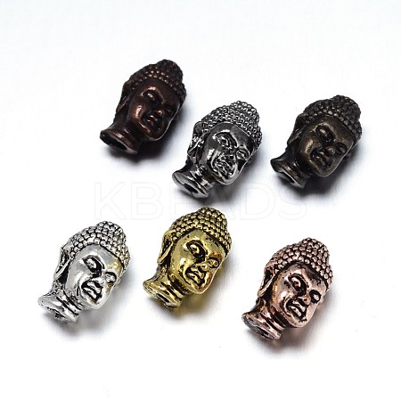 Alloy 3D Buddha Head Beads PALLOY-G052-M-1