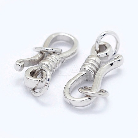 Anti-Tarnish Rhodium Plated 925 Sterling Silver S-Hook Clasps STER-I016-120C-P-1