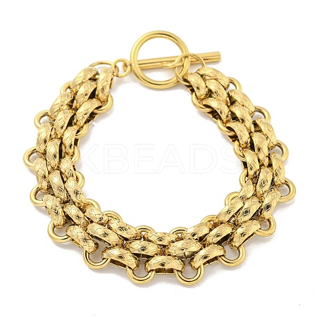 304 Stainless Steel Link Chain Bracelets BJEW-P315-01B-G-1