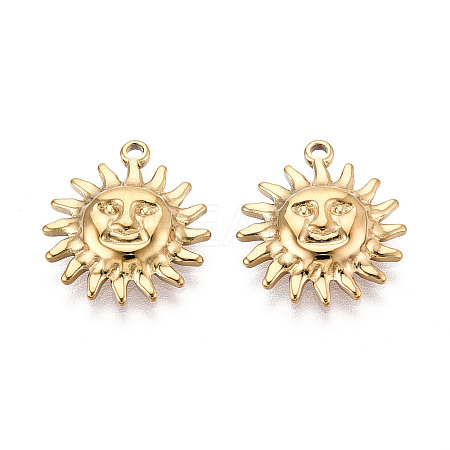 304 Stainless Steel Sun Pendants STAS-T069-28G-1
