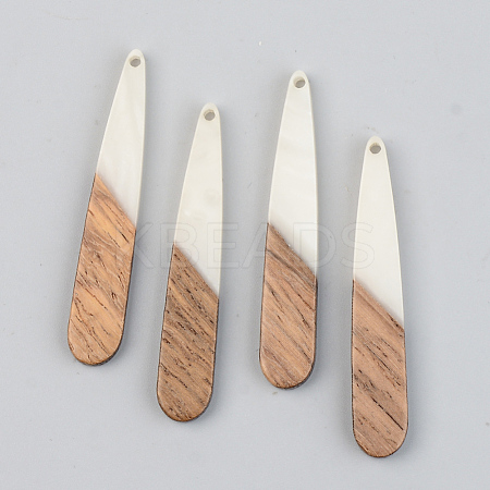 Opaque Resin & Walnut Wood Pendants RESI-S389-039A-C04-1