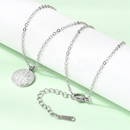 Jerusalem Cross 304 Stainless Steel Medal Pendant Necklaces NJEW-D349-01P-1