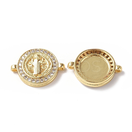 Eco-Friendly Rack Plating Brass Micro Pave Clear Cubic Zirconia Connector Charms KK-F845-03G-1