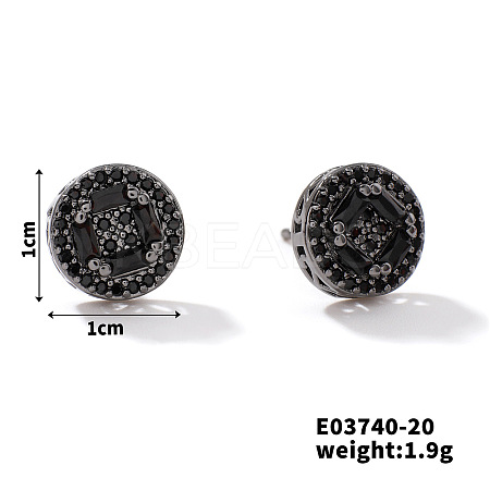 Chic Brass Cubic Zirconia Stud Earrings ZD1304-12-1