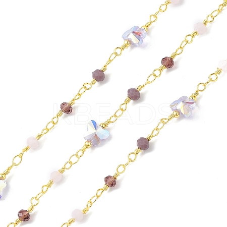 Butterfly & Round Glass Beaded Chains CHS-P016-38G-07-1