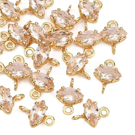 SHEGRACE Brass Pave Cubic Zirconia Horse Eye Connector Charms XGRQ2O890-436B-G-1