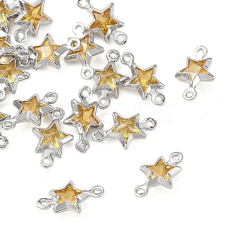 SHEGRACE Brass Pave Cubic Zirconia Star Connector Charms XGRQ2O701-441C-P-1