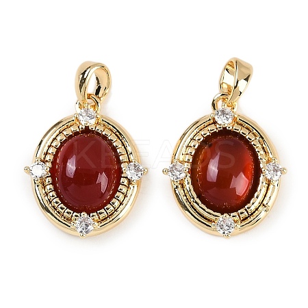 Natural Carnelian(Dyed & Heated) Oval Pendants KK-P283-42A-G-1