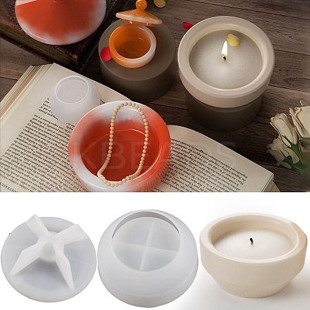Round DIY Silicone Candle Cup Molds DIY-P078-08-1