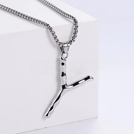 3Pcs 304 Stainless Steel Textured Letter Pendant Box Chain Necklaces LW4134-51-1
