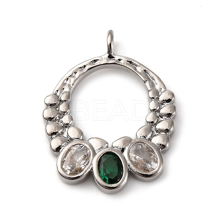 Brass Micro Pave Cubic Zirconia Pendants KK-P308-77P-1