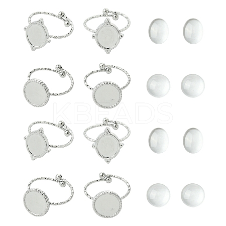 DIY Flat Round 304 Stainless Steel Open Cuff Ring Making Kits STAS-YW0002-76-1
