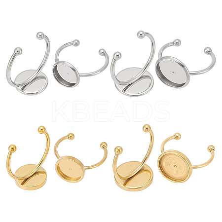 4Pcs 4 Styles Stainless Steel Cuff Pad Ring Settings FIND-LP0001-09-1