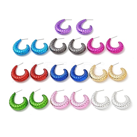 Croissant Acrylic Stud Earrings EJEW-P251-37-1