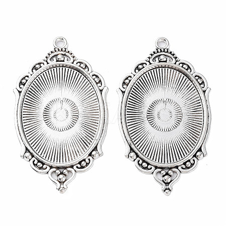 Tibetan Style Alloy Pendant Cabochon Settings X-TIBEP-R304-016AS-LF-1