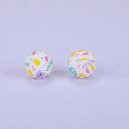 Printed Round Silicone Focal Beads SI-JX0056A-40-1